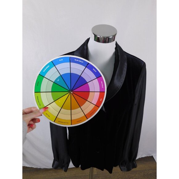 Danny & Nicole Jacket Womens 14 Black Velvet Sheer Sleeve Satin Shawl Collar - Picture 9 of 12